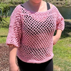 Handmade crochet pink sweater one of a kind hand made